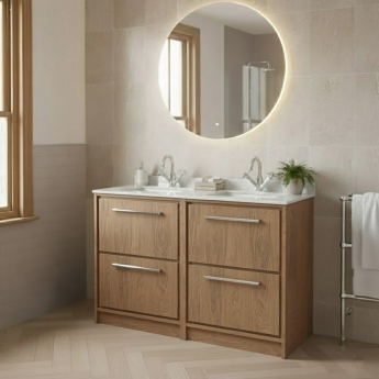 Hudson Reed Lille 1200mm 4-Drawer Floor Standing Vanity Unit with Marble Top Basin