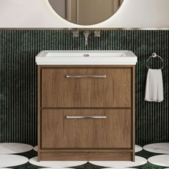 Hudson Reed Lille 800mm 2-Drawer Floor Standing Vanity Unit with Fireclay Basin | Product Image