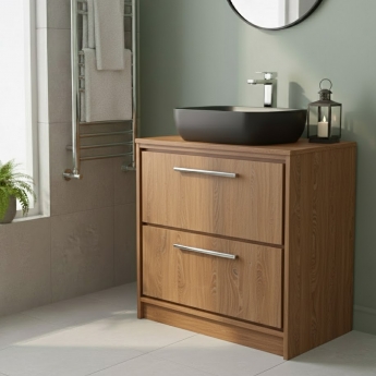 Hudson Reed Lille Floor Standing 2-Drawer Vanity Unit with Worktop 800mm Wide - Antique Oak | Product Image