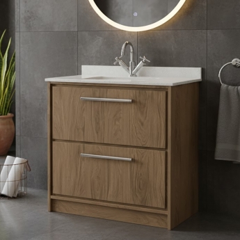 Hudson Reed Lille 800mm 2-Drawer Floor Standing Vanity Unit with Ceramic Basin