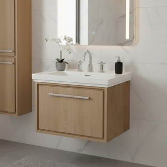 Hudson Reed Lille 600mm 1-Drawer Wall Hung Vanity Unit with Fireclay Basin