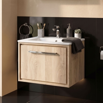 Hudson Reed Lille 600mm 1-Drawer Wall Hung Vanity Unit with Ceramic Basin | Product Image