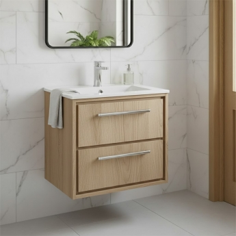 Hudson Reed Lille 600mm 2-Drawer Wall Hung Vanity Unit with Ceramic Basin