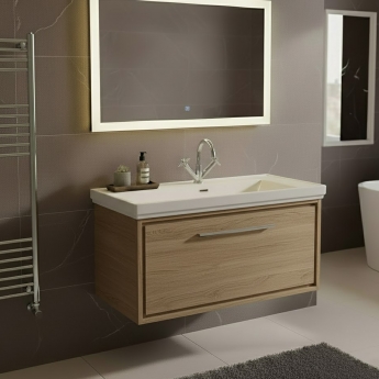 Hudson Reed Lille 800mm 1-Drawer Wall Hung Vanity Unit with Fireclay Basin