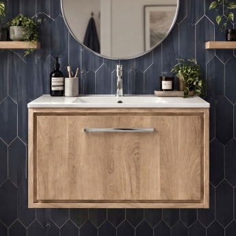 Hudson Reed Lille 800mm 1-Drawer Wall Hung Vanity Unit with Ceramic Basin | Product Image
