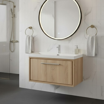 Hudson Reed Lille 800mm 1-Drawer Wall Hung Vanity Unit with Ceramic Basin