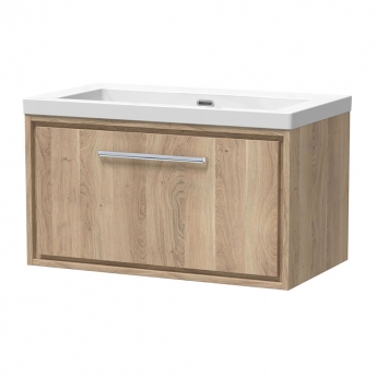 Hudson Reed Lille Wall Hung 1-Drawer Vanity Unit with 0TH Contemporary Basin 800mm Wide - Bleached Oak | Product Image