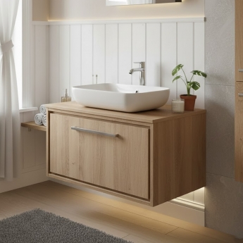 Hudson Reed Lille 800mm 1-Drawer Wall Hung Vanity Unit with Countertop