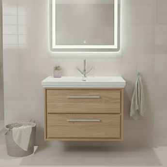 Hudson Reed Lille 800mm 2-Drawer Wall Hung Vanity Unit with Fireclay Basin
