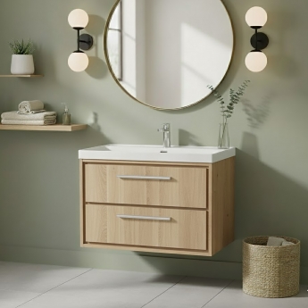 Hudson Reed Lille 800mm 2-Drawer Wall Hung Vanity Unit with Ceramic Basin
