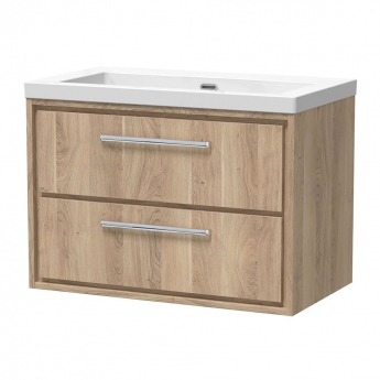 Hudson Reed Lille Wall Hung 2-Drawer Vanity Unit with 0TH Contemporary Basin 800mm Wide - Bleached Oak | Product Image