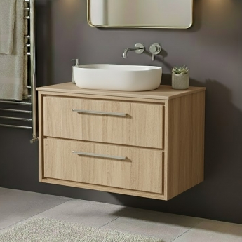 Hudson Reed Lille 800mm 2-Drawer Wall Hung Vanity Unit with Countertop