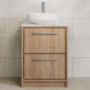 Hudson Reed Lille 600mm 2-Drawer Floor Standing Vanity Unit with Countertop | Product Image