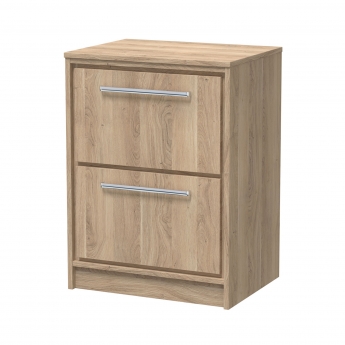 Hudson Reed Lille Floor Standing 2-Drawer Vanity Unit with Worktop 600mm Wide - Bleached Oak | Product Image