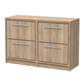 Hudson Reed Lille Floor Standing 4-Drawer Vanity Unit with Worktop 1200mm Wide - Bleached Oak | Product Image