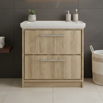 Hudson Reed Lille 800mm 2-Drawer Floor Standing Vanity Unit with Fireclay Basin | Product Image