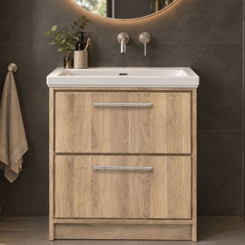 Hudson Reed Lille 800mm 2-Drawer Floor Standing Vanity Unit with Fireclay Basin | Product Image
