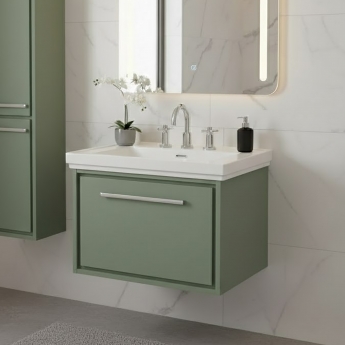 Hudson Reed Lille 600mm 1-Drawer Wall Hung Vanity Unit with Fireclay Basin