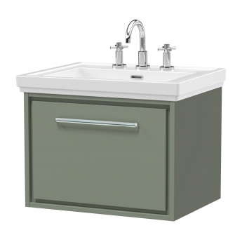 Hudson Reed Lille 600mm 1-Drawer Wall Hung Vanity Unit with Fireclay Basin