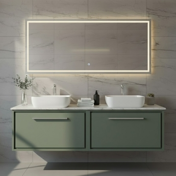 Hudson Reed Lille Wall Hung 2-Drawer Vanity Unit with Grey Marble Worktop 1200mm Wide - Fern Green | Product Image