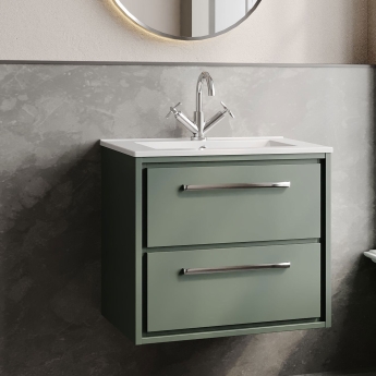 Hudson Reed Lille 600mm 2-Drawer Wall Hung Vanity Unit with Ceramic Basin | Product Image