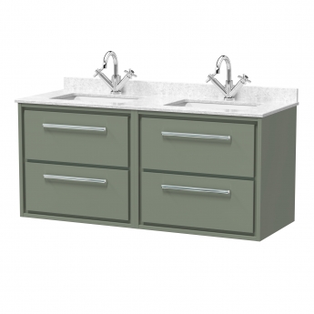 Hudson Reed Lille 1200mm 4-Drawer Wall Hung Vanity Unit with Marble Top Basin
