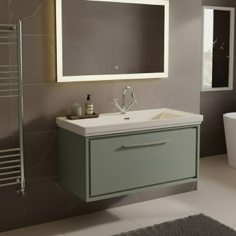 Hudson Reed Lille 800mm 1-Drawer Wall Hung Vanity Unit with Fireclay Basin
