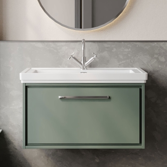 Hudson Reed Lille 800mm 1-Drawer Wall Hung Vanity Unit with Fireclay Basin | Product Image