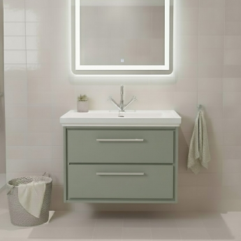 Hudson Reed Lille 800mm 2-Drawer Wall Hung Vanity Unit with Fireclay Basin
