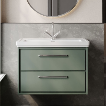 Hudson Reed Lille 800mm 2-Drawer Wall Hung Vanity Unit with Fireclay Basin | Product Image
