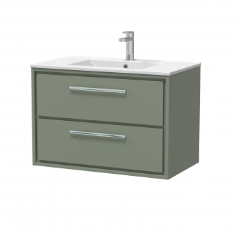 Hudson Reed Lille Wall Hung 2-Drawer Vanity Unit with 1TH Minimalist Basin 800mm Wide - Fern Green | Product Image