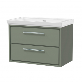 Hudson Reed Lille Wall Hung 2-Drawer Vanity Unit with 0TH Classique Basin 800mm Wide - Fern Green | Product Image