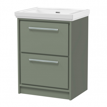 Hudson Reed Lille Floor Standing 2-Drawer Vanity Unit with 0TH Classique Basin 600mm Wide - Fern Green | Product Image