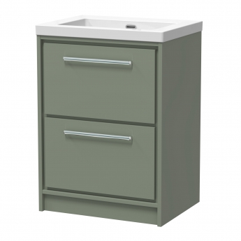 Hudson Reed Lille Floor Standing 2-Drawer Vanity Unit with 0TH Contemporary Basin 600mm Wide - Fern Green | Product Image