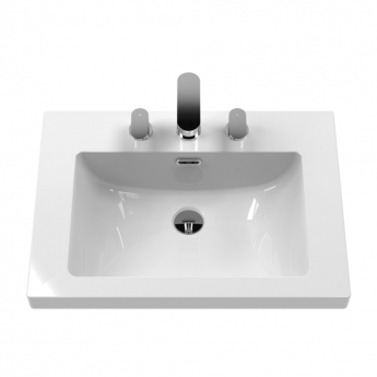 Hudson Reed Lille Floor Standing 2-Drawer Vanity Unit with 3TH Contemporary Basin 600mm Wide - Fern Green