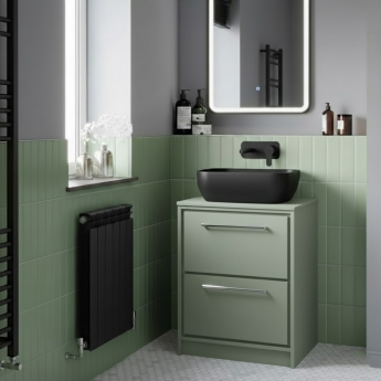 Hudson Reed Lille Floor Standing 2-Drawer Vanity Unit with Worktop 600mm Wide - Fern Green | Product Image