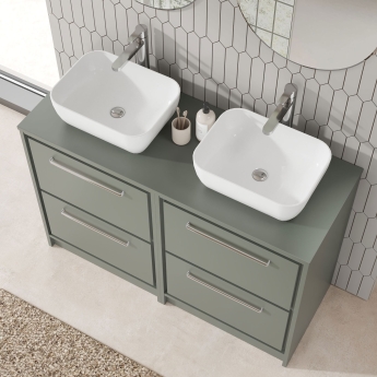 Hudson Reed Lille Floor Standing 4-Drawer Vanity Unit with Worktop 1200mm Wide - Fern Green | Product Image