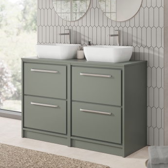 Hudson Reed Lille Floor Standing 4-Drawer Vanity Unit with Worktop 1200mm Wide - Fern Green | Product Image