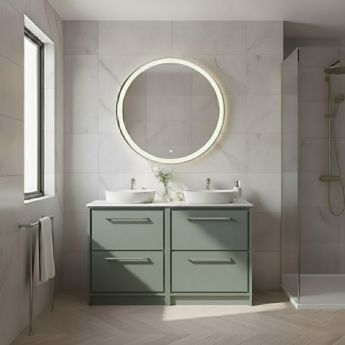 Hudson Reed Lille Floor Standing 4-Drawer Vanity Unit with White Marble Worktop 1200mm Wide - Fern Green | Product Image