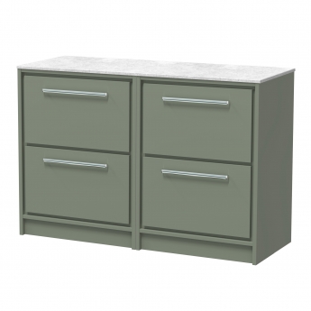 Hudson Reed Lille Floor Standing 4-Drawer Vanity Unit with White Marble Worktop 1200mm Wide - Fern Green | Product Image
