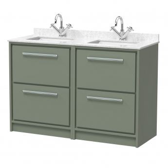 Hudson Reed Lille 1200mm 4-Drawer Floor Standing Vanity Unit with Marble Top Basin