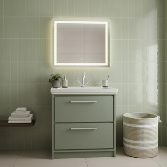 Hudson Reed Lille Floor Standing 2-Drawer Vanity Unit with 1TH Classique Basin 800mm Wide - Fern Green | Product Image