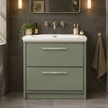 Hudson Reed Lille 800mm 2-Drawer Floor Standing Vanity Unit with Fireclay Basin | Product Image