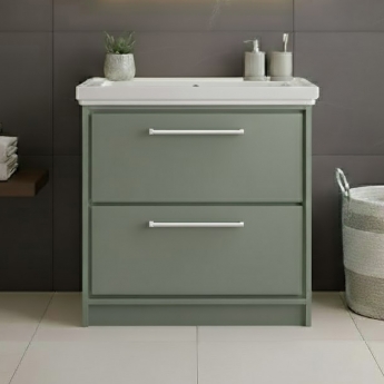 Hudson Reed Lille 800mm 2-Drawer Floor Standing Vanity Unit with Fireclay Basin | Product Image