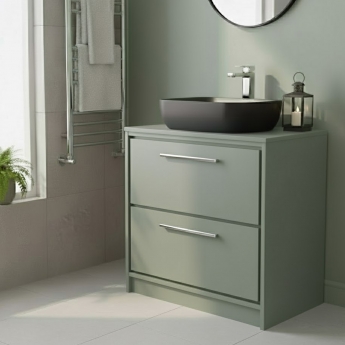 Hudson Reed Lille Floor Standing 2-Drawer Vanity Unit with Worktop 800mm Wide - Fern Green | Product Image