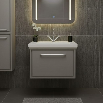 Hudson Reed Lille Wall Hung 1-Drawer Vanity Unit with 1TH Classique Basin 600mm Wide - Pebble Grey | Product Image