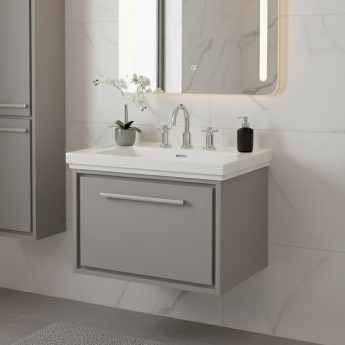 Hudson Reed Lille 600mm 1-Drawer Wall Hung Vanity Unit with Fireclay Basin