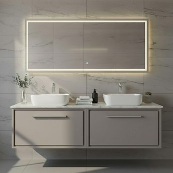 Hudson Reed Lille Wall Hung 2-Drawer Vanity Unit with Grey Marble Worktop 1200mm Wide - Pebble Grey | Product Image