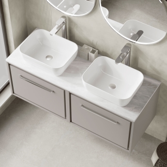 Hudson Reed Lille Wall Hung 2-Drawer Vanity Unit with Grey Marble Worktop 1200mm Wide - Pebble Grey | Product Image