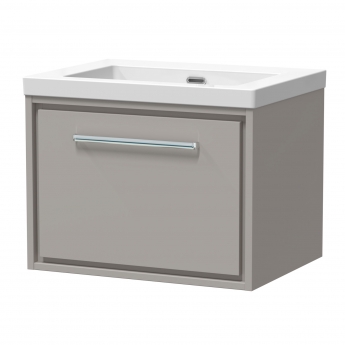 Hudson Reed Lille Wall Hung 1-Drawer Vanity Unit with 0TH Contemporary Basin 600mm Wide - Pebble Grey | Product Image